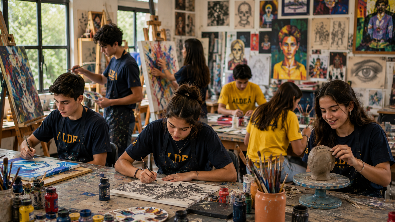 Alumno pintando · Galería Aldea