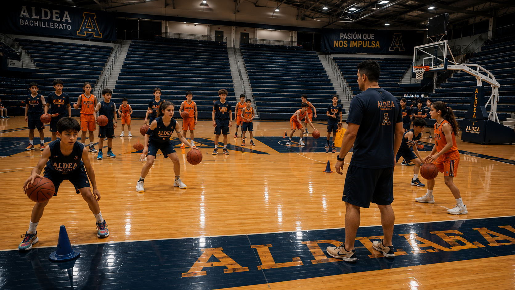 Entrenamiento Escuela de Baloncesto Aldea · niños 8–14 años