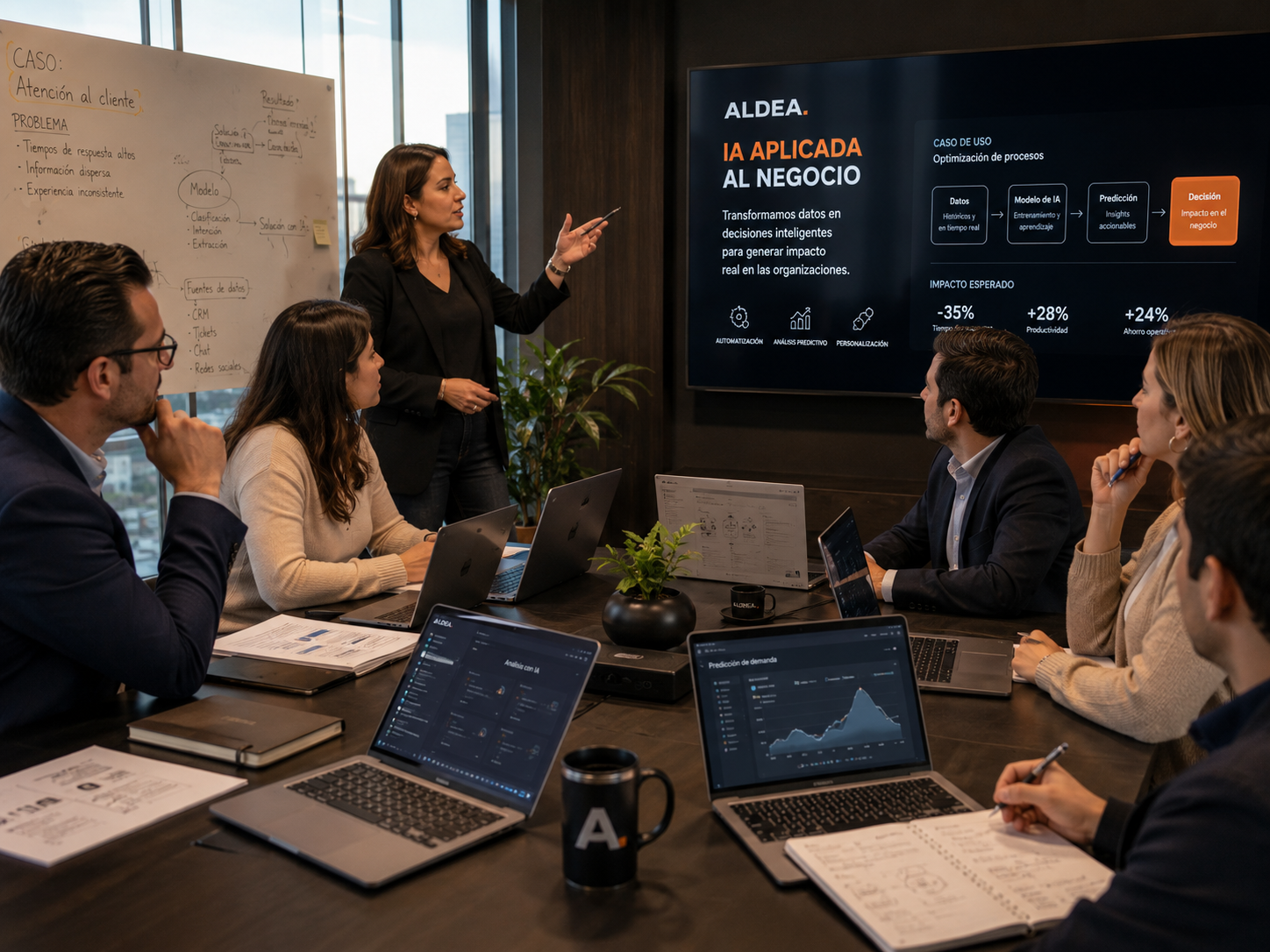 Profesionistas en sesion grupal de IA aplicada
