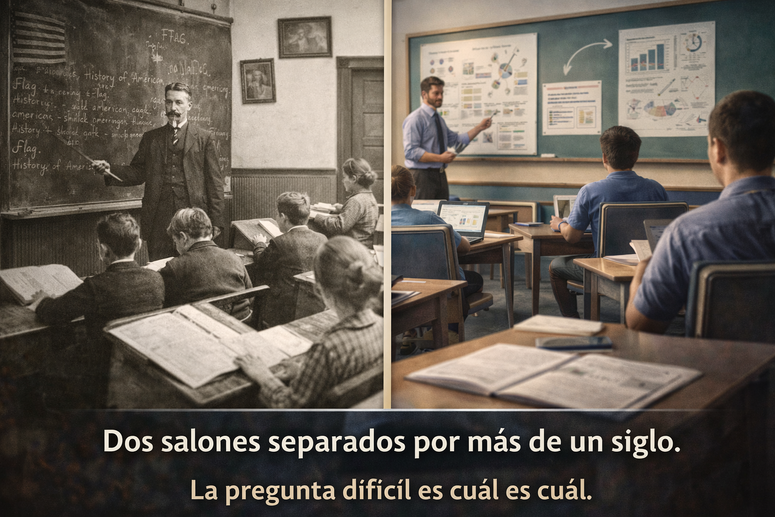 Salón de clases antiguo vs moderno